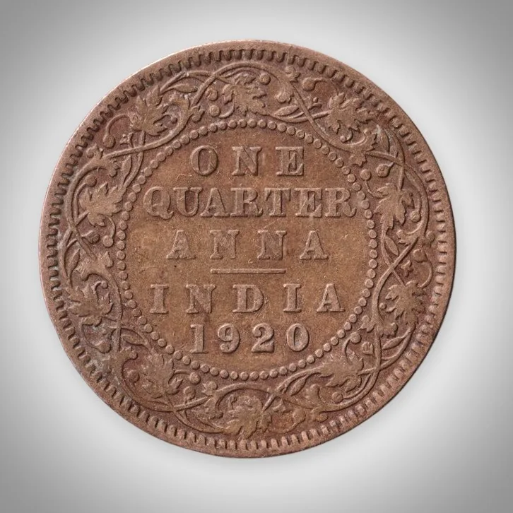 Rare 1/4 Anna 1920 King George V Calcutta Mint British India Coin # A629