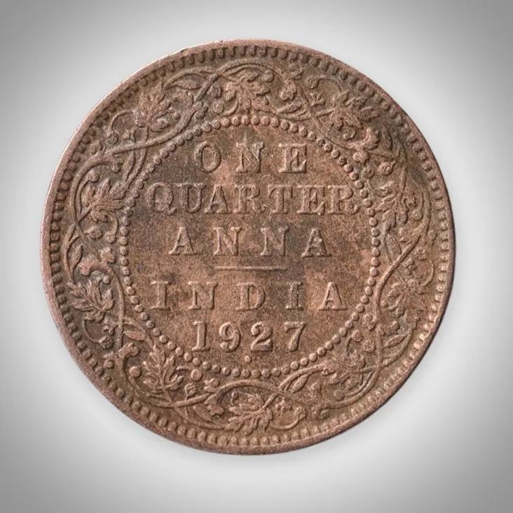 Rare 1/4 Anna 1927 King George V Bombay Mint British India Coin # A632
