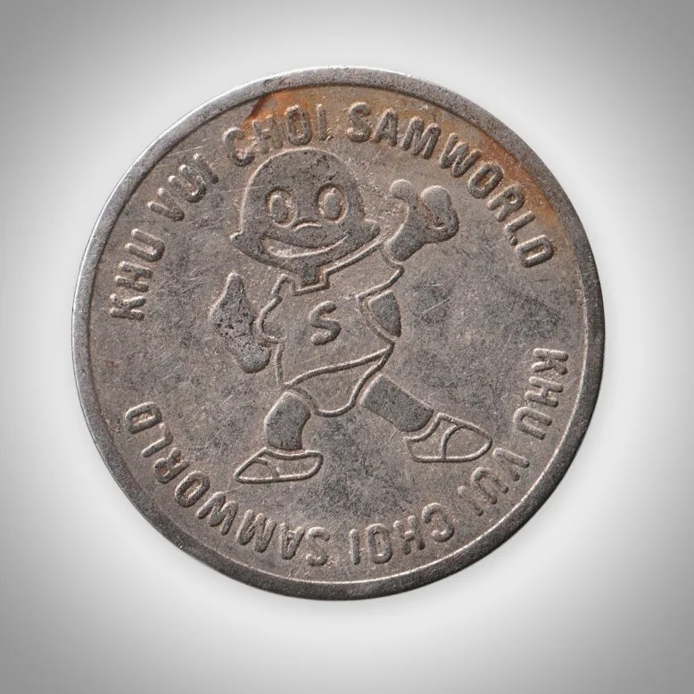 Khu Vui Choi Samworld Mascot Vietnam Amusement Arcade Game Token 26 mm White Metal # A654