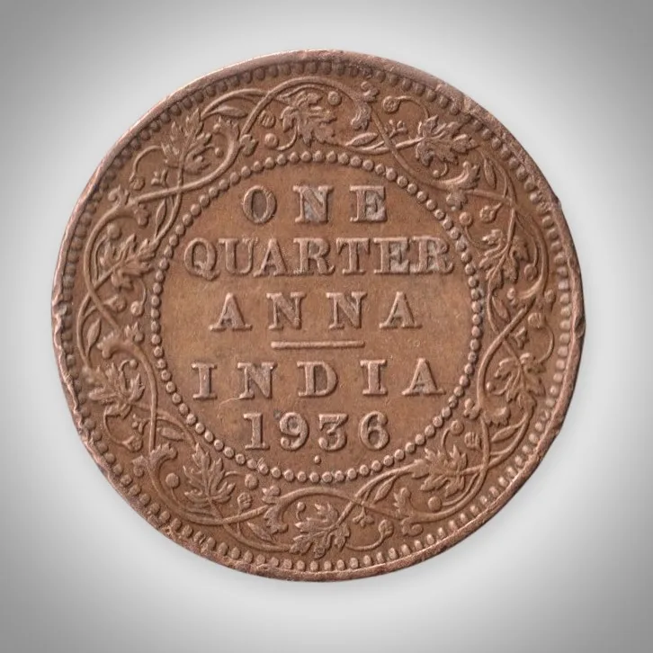 Rare 1/4 Anna 1936 King George V Bombay Mint British India Coinage Coin # A639