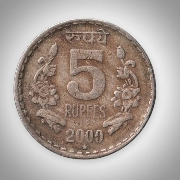 Rare 5 Rupees 2000 Republic India Hyderabad Mint Coinage India Coin # A152