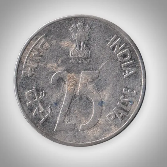 Rare 25 Paise 1988 C Mark Royal Canadian Mint of Ottawa, Canada Republic Coinage of India Coin