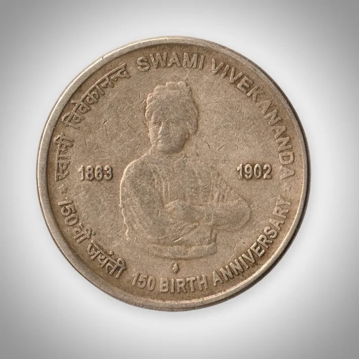 Rare 5 Rupees Swami Vivekananda 150th Birth Anniversary Mumbai Mint Republic India Coin # A289