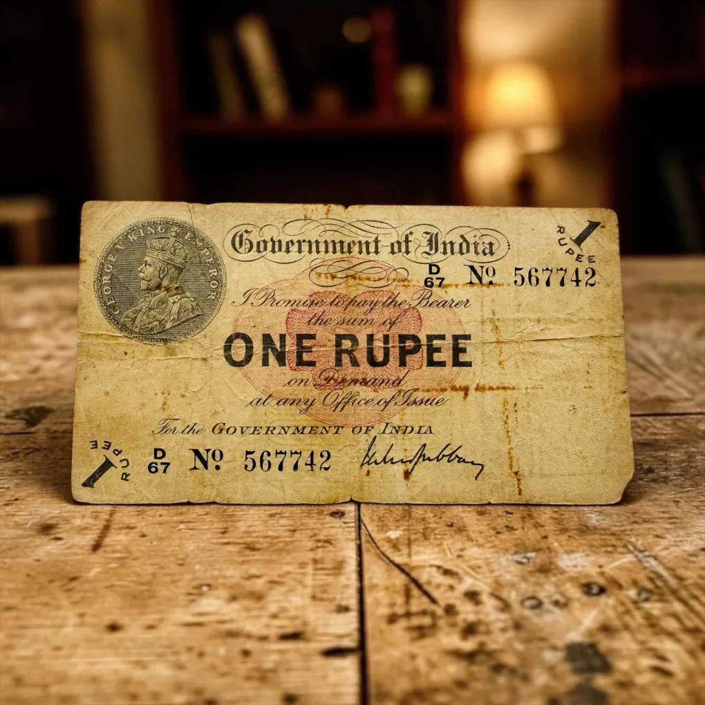 Re 1 British India Banknote Year 1917  Signed By M M S Gubbay Ultra Unique and Rare Delhi Circle Extreme Unique