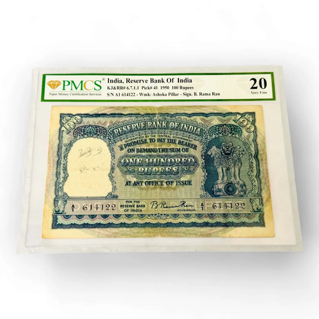 Rs 100 India Banknote Elephant 1st Issue Only English 1950s Signed By B Ramarau Unique and Rare