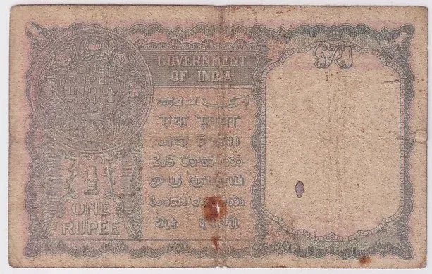 Rare C E Jones Signature 1948 Pakistan Overprint One Rupee Banknote Fine Condition #3
