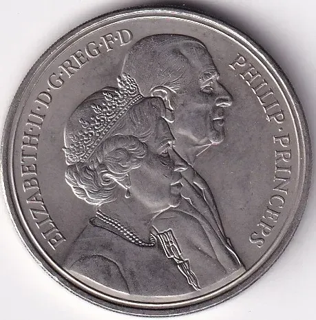 Five Pounds Copperc Nickel 1947-1997 Golden Wedding 38 mm Unc Coin