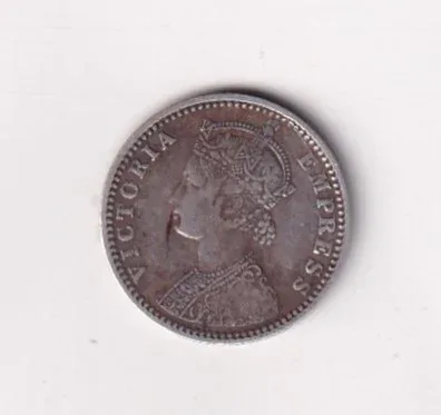 India - British ¼ Rupee 1893 - Victoria Rare Silver Coin