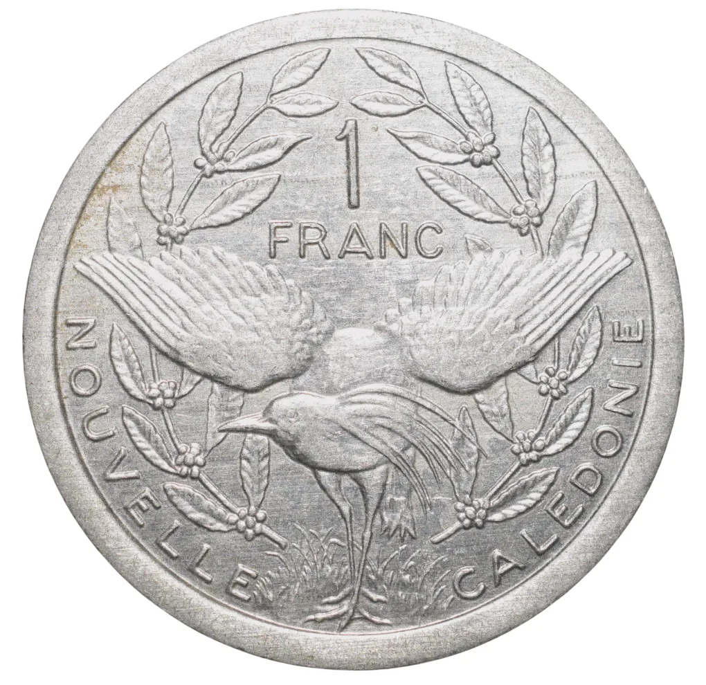 Aluminium 1 Franc of France Overseas - New Caledonia (AD 1999) with Kagu bird Rare