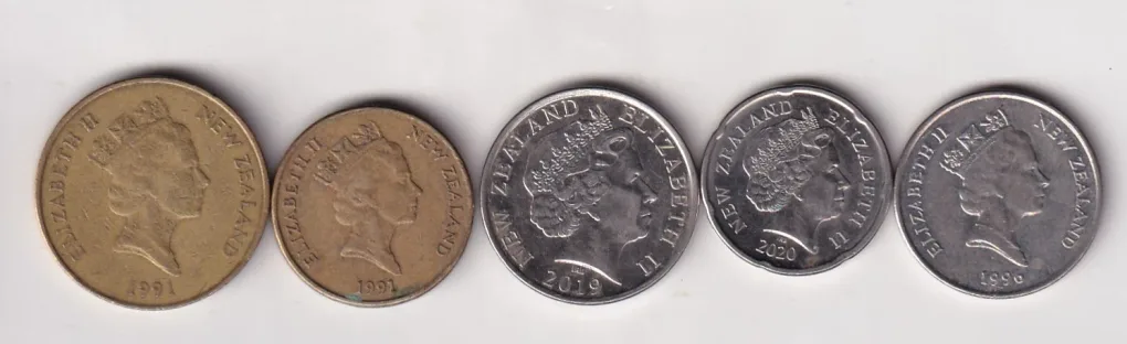 New Zealand 5 Different Denomination With Different Dates Rare (5 Coin) Set