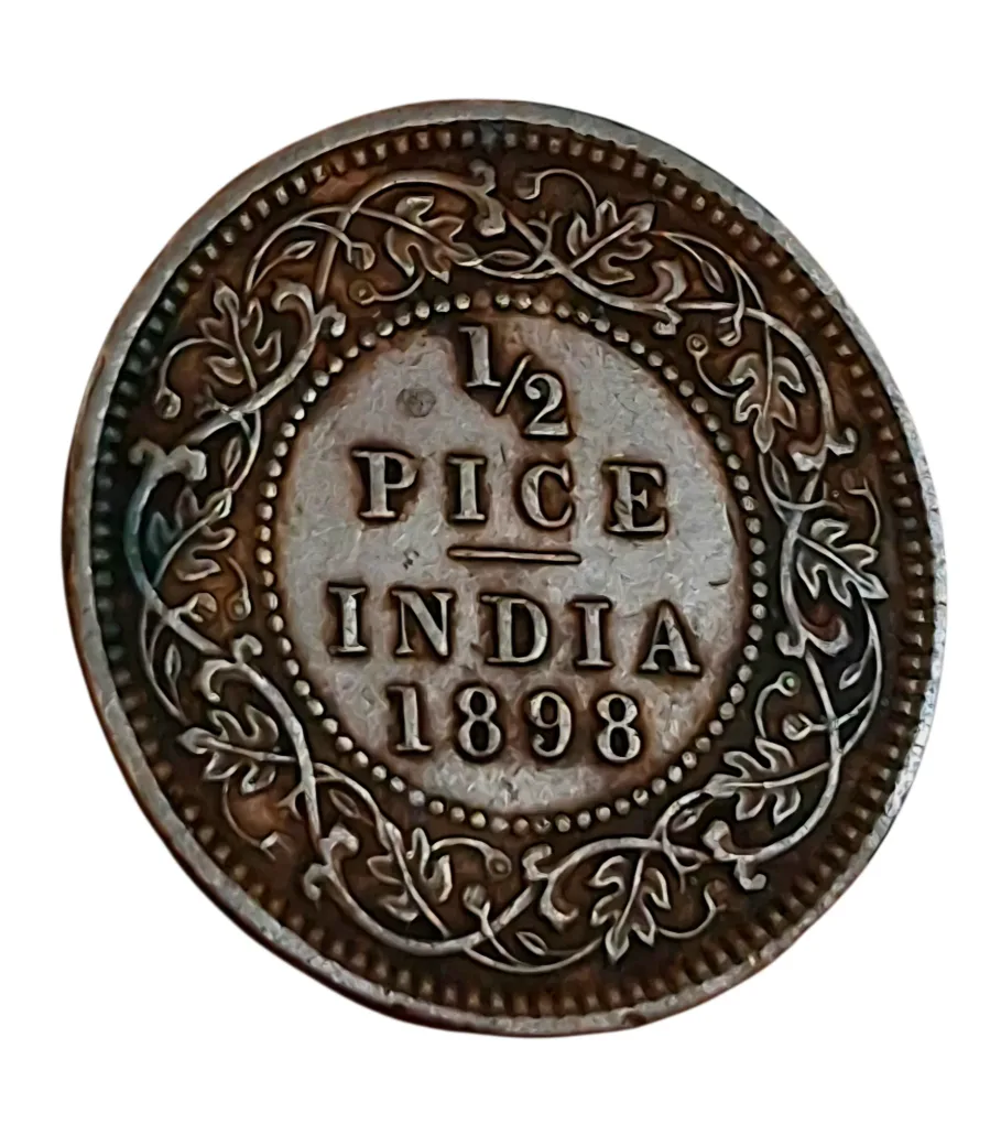 British India Copper 1/2 PICE Year 1898 VICTORIA EMPRESS in High Collectable Grade.