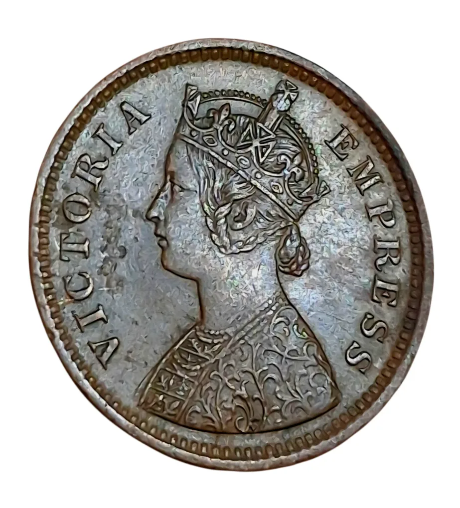 British India Copper 1/2 PICE Year 1889 VICTORIA EMPRESS in High Collectable Grade.