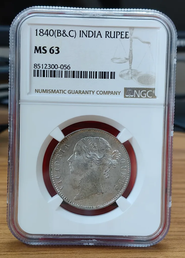 India - British 1 Rupee 1840 - Victoria Rare Silver Coin with NGC Grading -MS 63