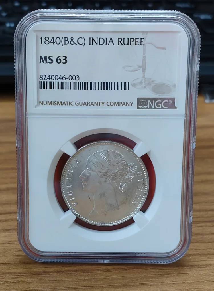 India - British 1 Rupee 1840 - Victoria Rare Silver Coin with NGC Grading -MS 63