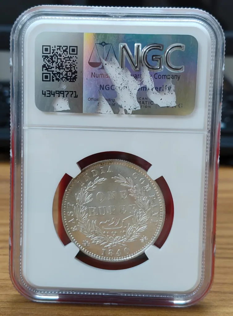 India - British 1 Rupee 1840 - Victoria Rare Silver Coin with NGC Grading -MS 63