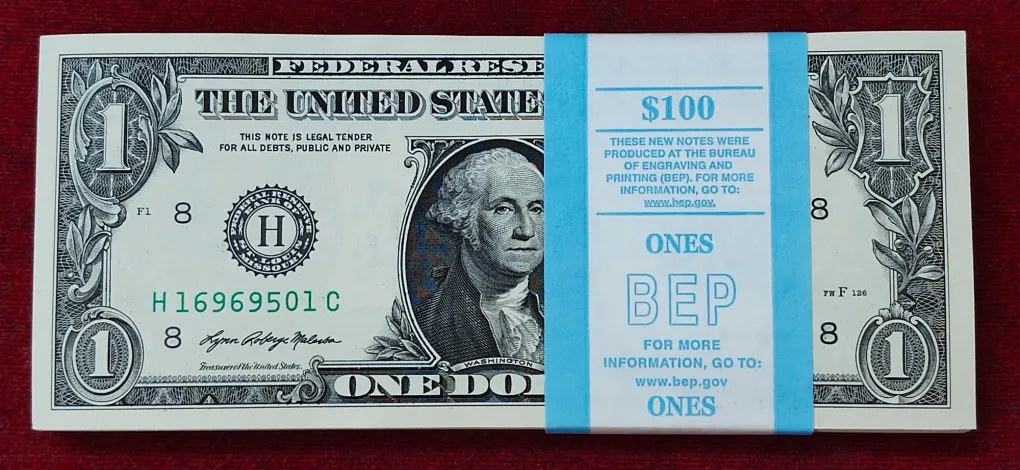 Rare USA One Dollar GEM UNC Serial Packet of United State of America Bundle 100 Notes Packed