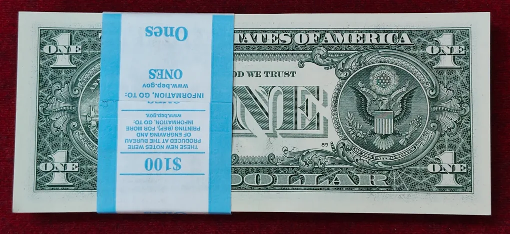 Rare USA One Dollar GEM UNC Serial Packet of United State of America Bundle 100 Notes Packed