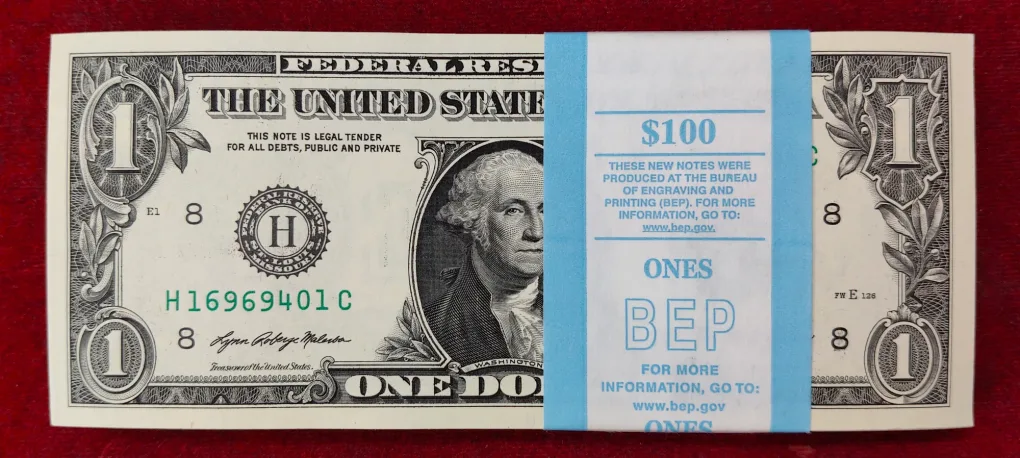 Rare USA One Dollar GEM UNC Serial Packet of United State of America Bundle 100 Notes Packed