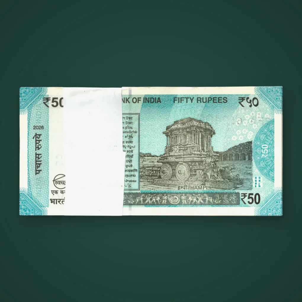 Rare 50 Rupee 2026 Serial Wise Complete 100 Bank Note Packet Mahatma Gandhi New Series Sanjay Malhotra Republic India Note Bundle 2FA 612301 Note # A681