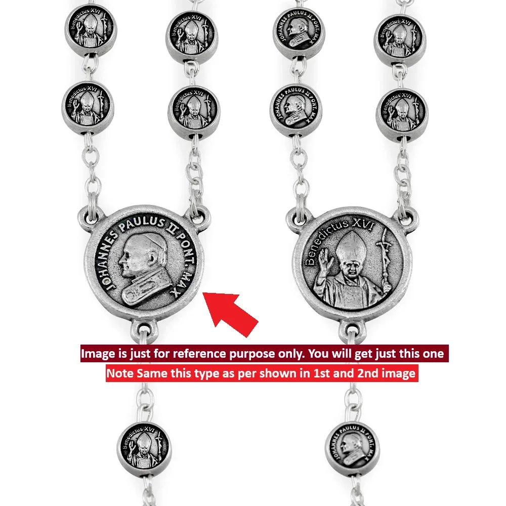 Rare Pope Benedict XVI and Pope John Paul II Rosary Centre Religious Devotional Vatican Medal # A690