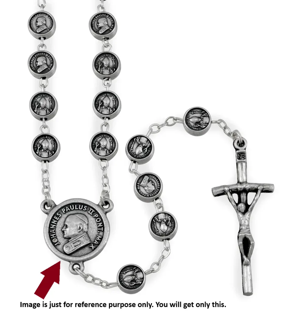 Rare Pope Benedict XVI and Pope John Paul II Rosary Centre Religious Devotional Vatican Medal # A690