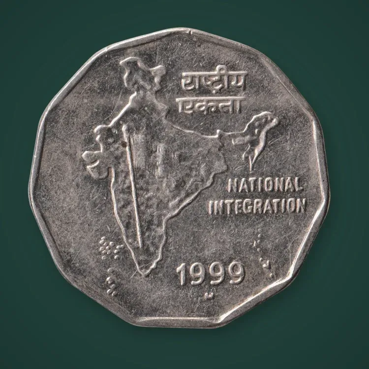 Rare 2 Rupee 1999 Republic India National Integration Foreign Mint # A702