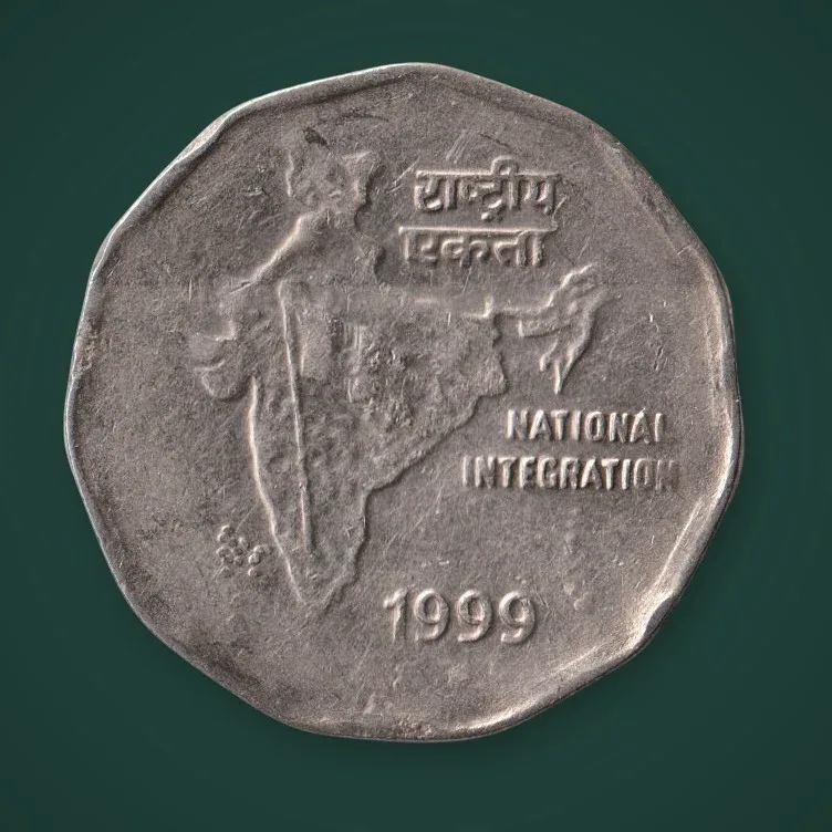 Rare 2 Rupee 1999 Republic India National Integration Noida Mint # A703