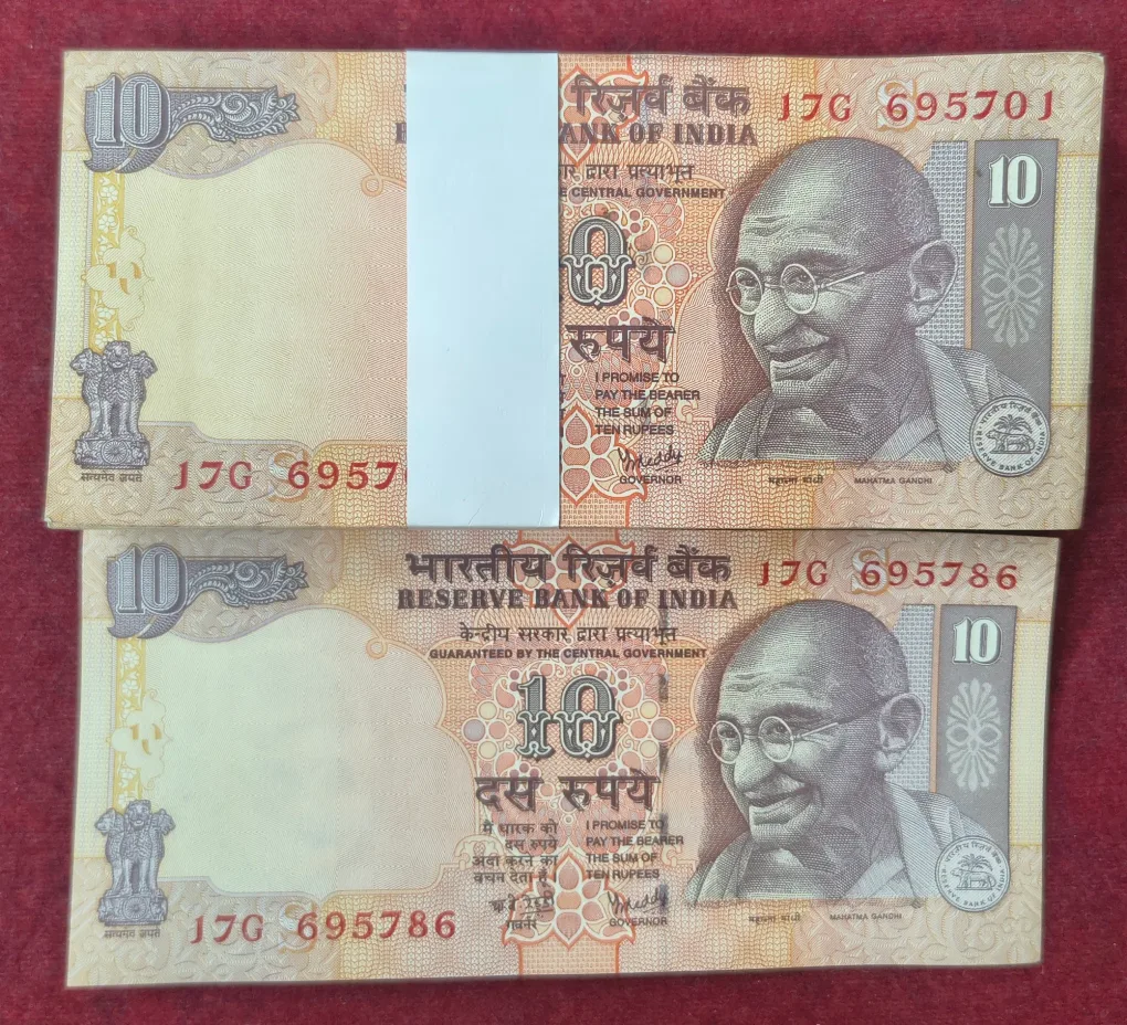 10 RUPEES (S INSERT 2008) GOVERNOR YV Reddy RARE UNC SERIAL PACKET WITH FANCY NUMBEER ENDING 786