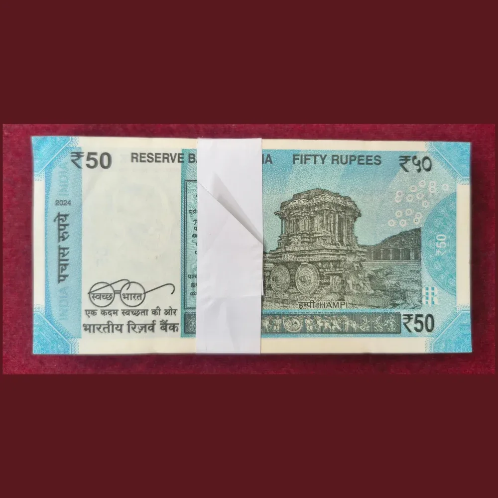 50 RUPEES (R INSERT 2024) GOVERNOR SHAKTKANT DAS RARE UNC SERIAL PACKET WITH FANCY NUMBEER ENDING 777786 + 777777