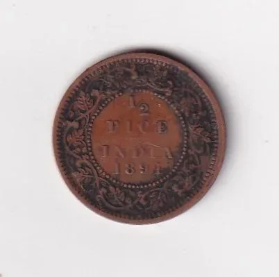 1894 British- India 1/2 Pice (Victoria) Calcutta Mint Rare Coin