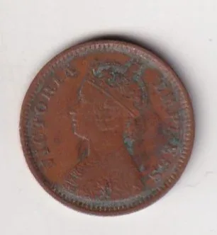 1891 British- India 1/2 Pice (Victoria) Calcutta Mint Rare Coin
