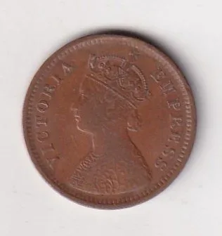 1891 British- India 1/2 Pice (Victoria) Calcutta Mint Rare Coin