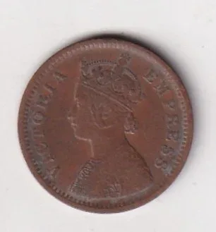 1891 British- India 1/2 Pice (Victoria) Calcutta Mint Rare Coin