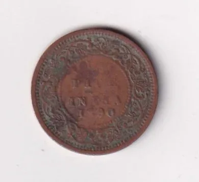 1890 British- India 1/2 Pice (Victoria) Calcutta Mint Rare Coin