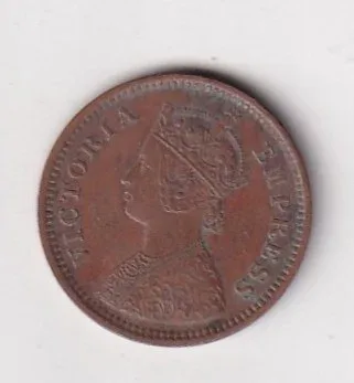1891 British- India 1/2 Pice (Victoria) Calcutta Mint Rare Coin