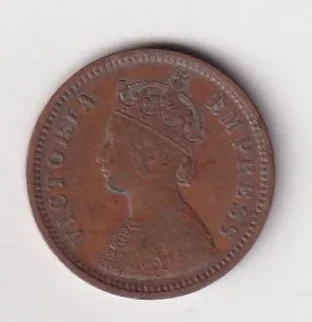 1891 British- India 1/2 Pice (Victoria) Calcutta Mint Rare Coin