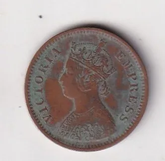 1887 British- India 1/2 Pice (Victoria) Calcutta Mint Rare Coin