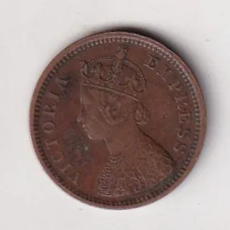 1887 British- India 1/2 Pice (Victoria) Calcutta Mint Rare Coin
