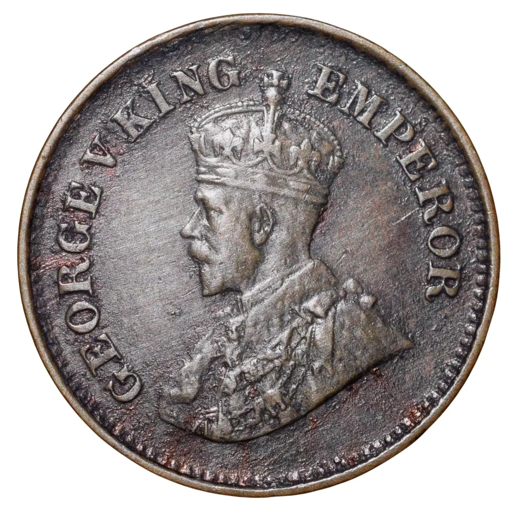Bronze 1/2 Pice of George V (AD 1934) of Calcutta Mint Scarce Date
