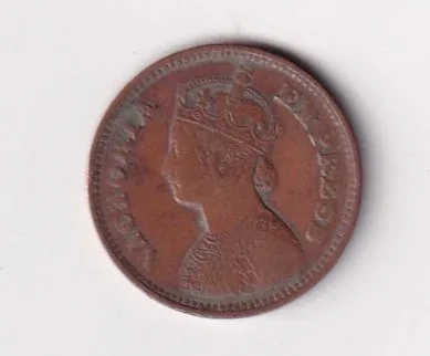1900 British- India 1/2 Pice (Victoria) Calcutta Mint Rare Coin
