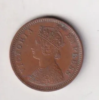 1887 British- India 1/2 Pice (Victoria) Calcutta Mint Rare Coin