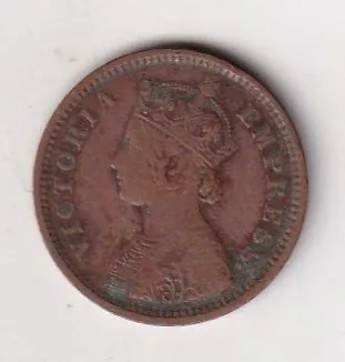 1887 British- India 1/2 Pice (Victoria) Calcutta Mint Rare Coin