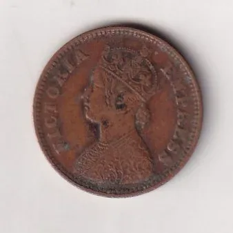 1897 British- India 1/2 Pice (Victoria) Calcutta Mint Rare Coin