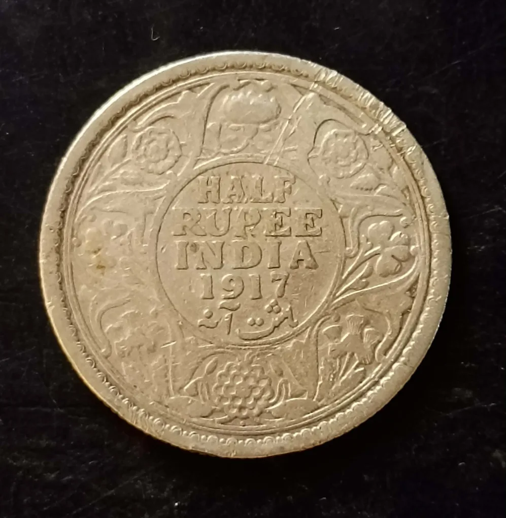 Silver British India  King and emperor George v  Denominaton 1/2₹ Same and similar piece available
