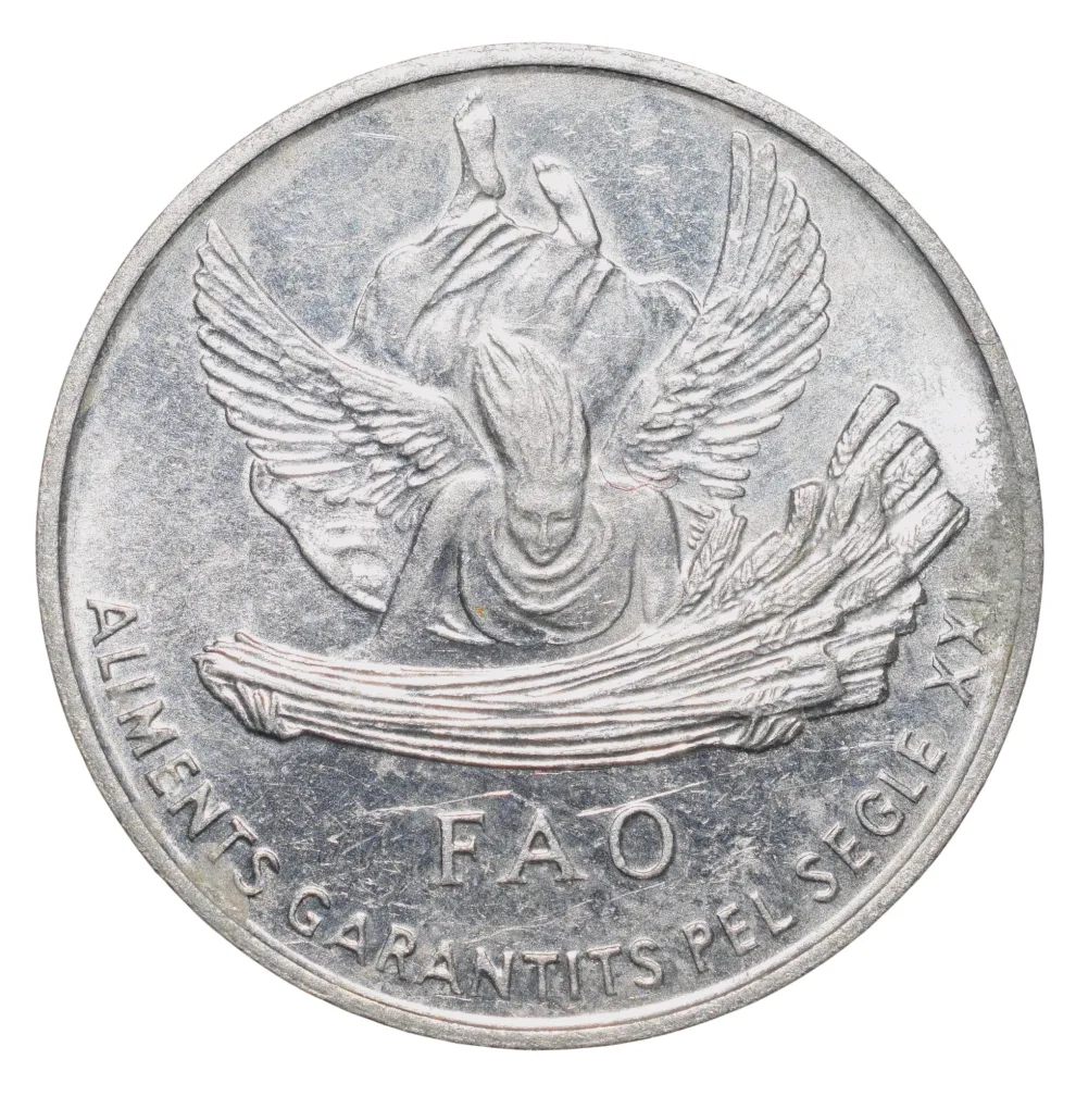 Aluminium 1 Centim of Andorra (AD 1999) Commemorative issue - FAO - 21st Century Food Security Rare