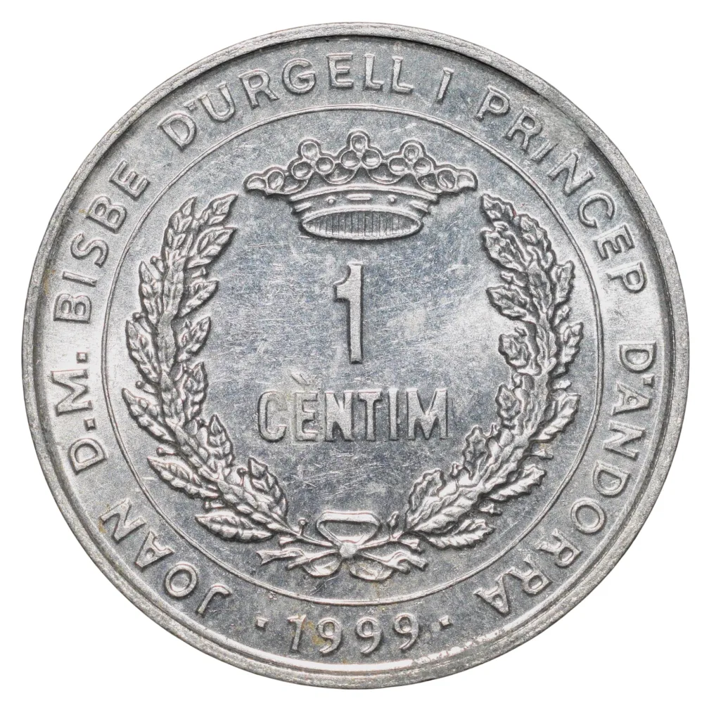 Aluminium 1 Centim of Andorra (AD 1999) Commemorative issue - FAO - 21st Century Food Security Rare