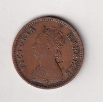 1897 British- India 1/2 Pice (Victoria) Calcutta Mint Rare Coin