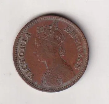 1897 British- India 1/2 Pice (Victoria) Calcutta Mint Rare Coin
