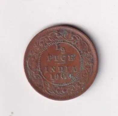 1900 British- India 1/2 Pice (Victoria) Calcutta Mint Rare Coin