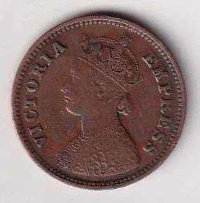 1897 British- India 1/2 Pice (Victoria) Calcutta Mint Rare Coin